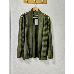 NWT Notations Lightweight Green Long Sleeve Cardigan button detail Size XLarge